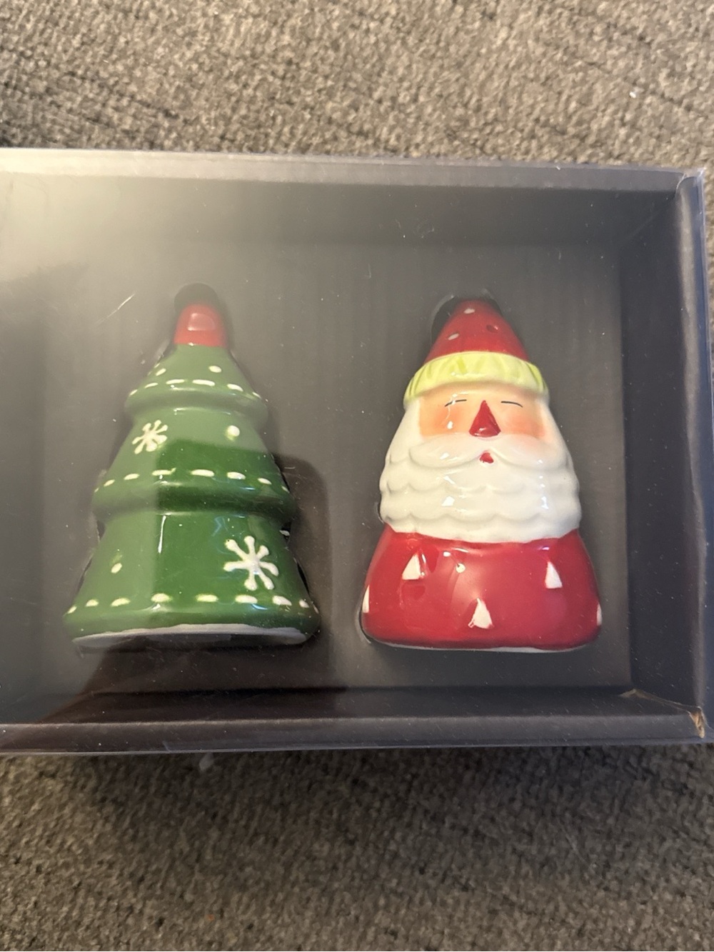 Gallery Ceramic Santa and Tree Salt & Pepper Shakers - Red & Green